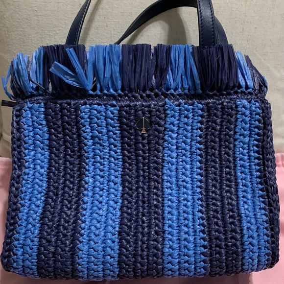 kate spade Handbags - Kate Spade Sam Stripe Straw Medium Satchel with Spade dust bag